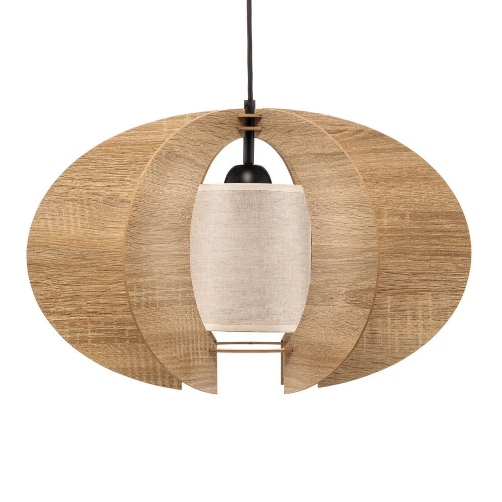 Suspension Tendance C M avec lamelles en bois Ø 50 cm - Montage Direct