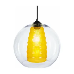 SYMPHONIE - Suspension globe verre jaune pour amélioration performances