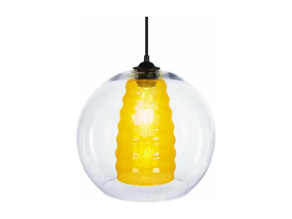 SYMPHONIE - Suspension globe verre jaune pour amélioration performances