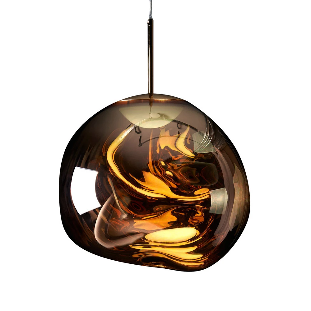 Tom Dixon Suspension LED Melt Compact, Ø 28 cm, amber gold en acier inoxydable