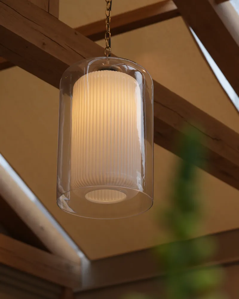 Windsor Suspension Moyen Format en Verre Opalin - Laiton Vieux