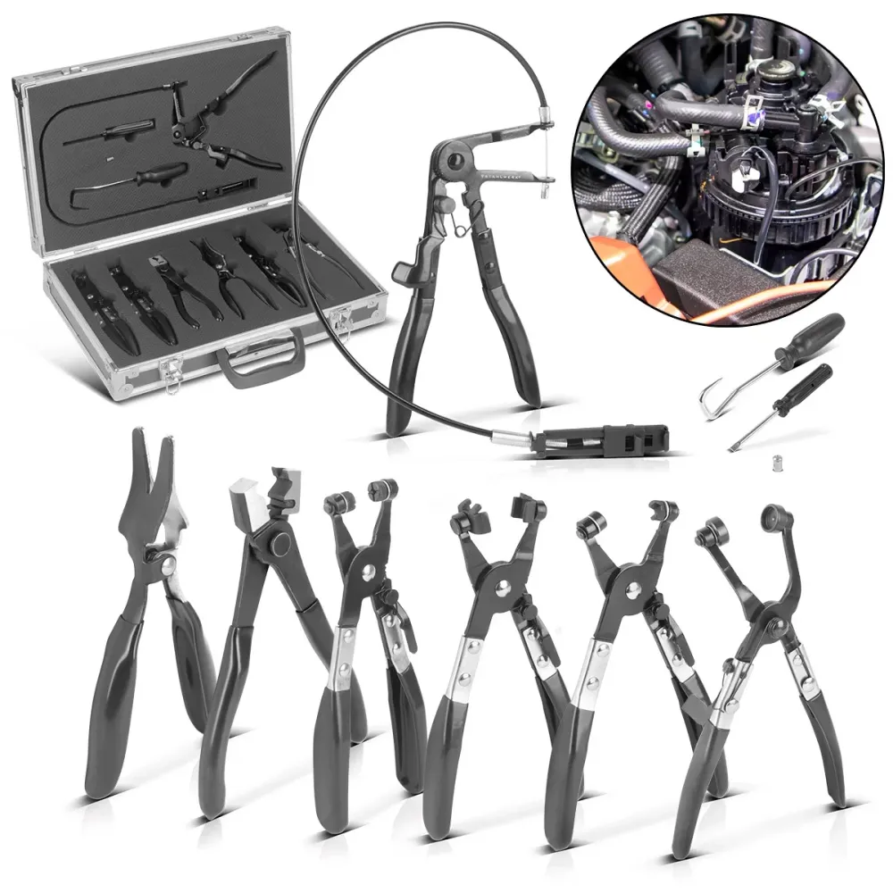 Craignes de tuyau en acier Set en 9 parties de glissière de borne de tuyau | Schellen-Pliers | Crampage des pinces à serre...