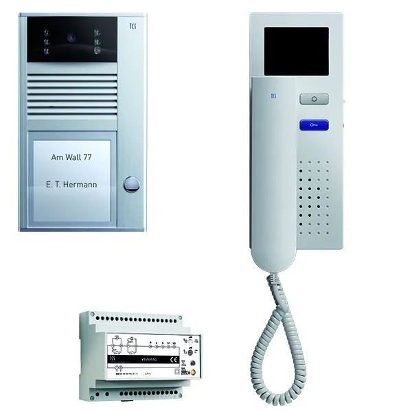 Émetteur-récepteur Vidéosurveillance TCS : pack AP pour 1 logement avec platine de rue AVC 1 bouton sonnerie 1x visiophone...