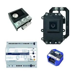 TCS vidéo : kit V2D avec platine de rue intégrée ASI12000 + caméra intégrée FVK2200 + adaptateur V2D FVW3030 + bloc d&...