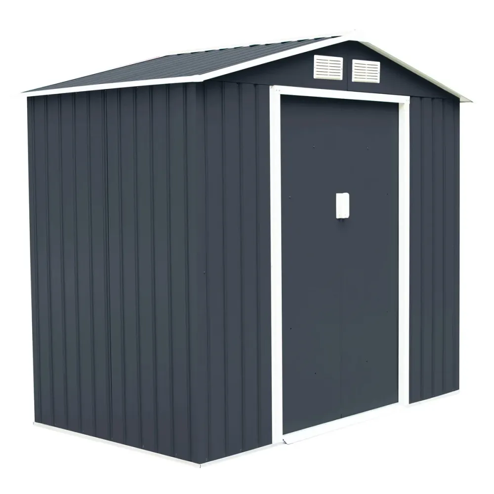 Abri de jardin en métal 213 x 127 x 185 cm aisé à assembler et ventilé style moderne en tôle galvanisée gris 20_0009999