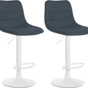 Bac de récupération Lot de 2 tabourets de bar avec repose-pieds incurvé surpiqûres décoratives en tissu gris sombre struct...