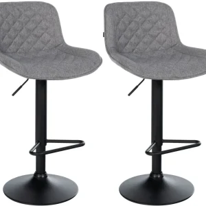 Bac de récupération Lot de 2 tabourets de bar repose-pieds hauteur réglable en tissu gris sombre coutures losange cadre mé...