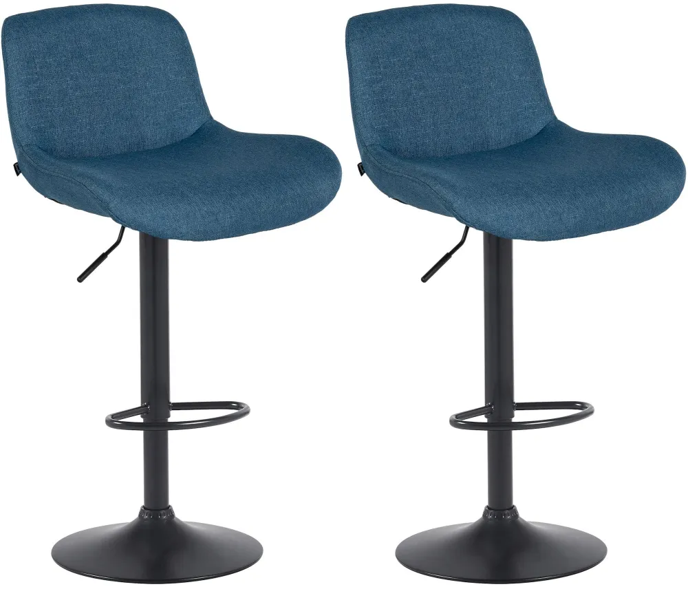 Bac de récupération Lot de 2 tabourets de bar réglable en hauteur et rotatif repose-pieds en tissu bleu cadre en métal noi...
