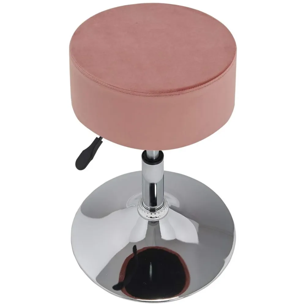 Bac de récupération Tabouret chaise hauteur réglable en tissu velours rose TABO09054