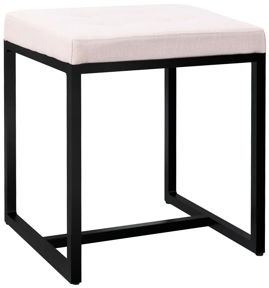 Banc d’entrée tabouret contemporain largeur 40cm à structure en métal noir assise capitonnée en tissu crème 10_0005924 | A...