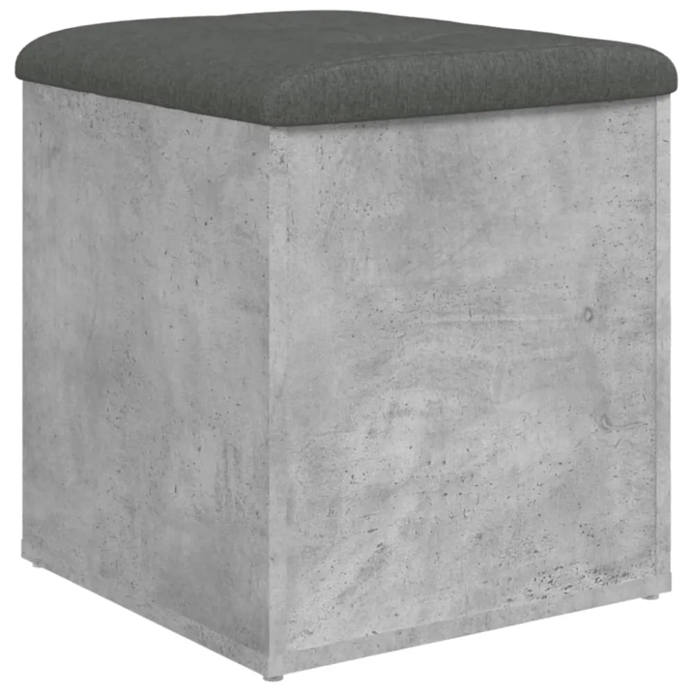 Banc tabouret de rangement couleur gris béton 42 x 42 x 45 cm bois d'ingénierie gris DEC024763