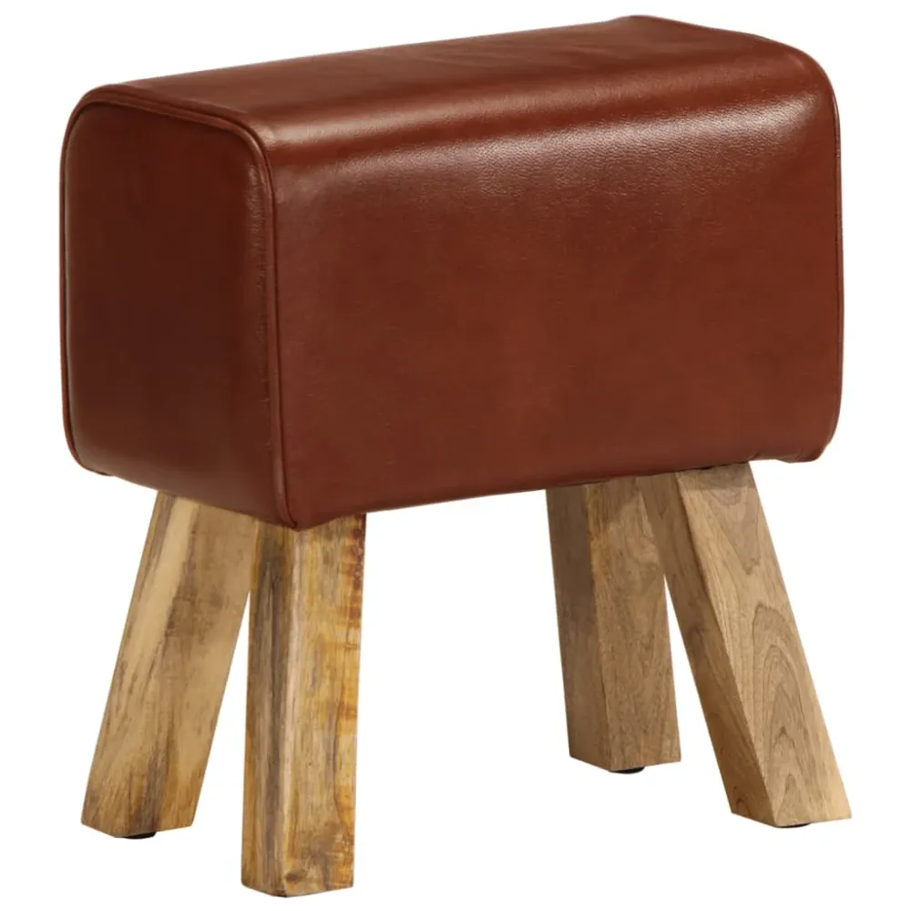 Certifié CE Banc saut de cheval tabouret 38 cm en cuir véritable marron et manguier brun DEC025011