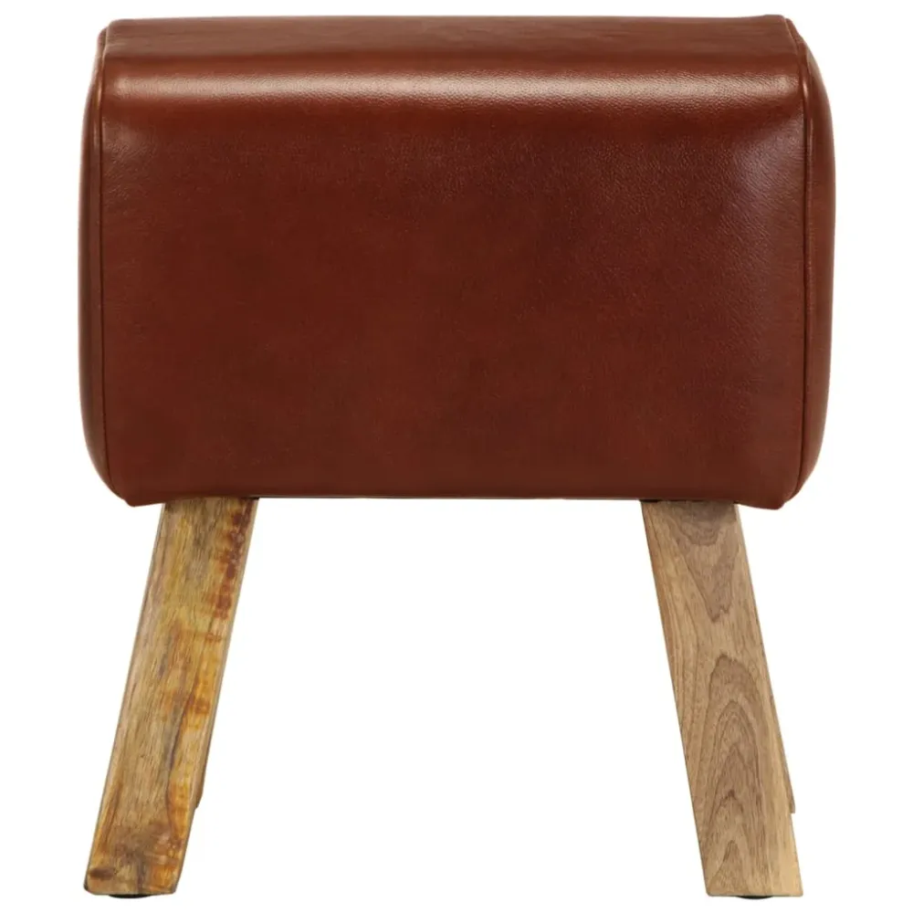 Certifié CE Banc saut de cheval tabouret 38 cm en cuir véritable marron et manguier brun DEC025011