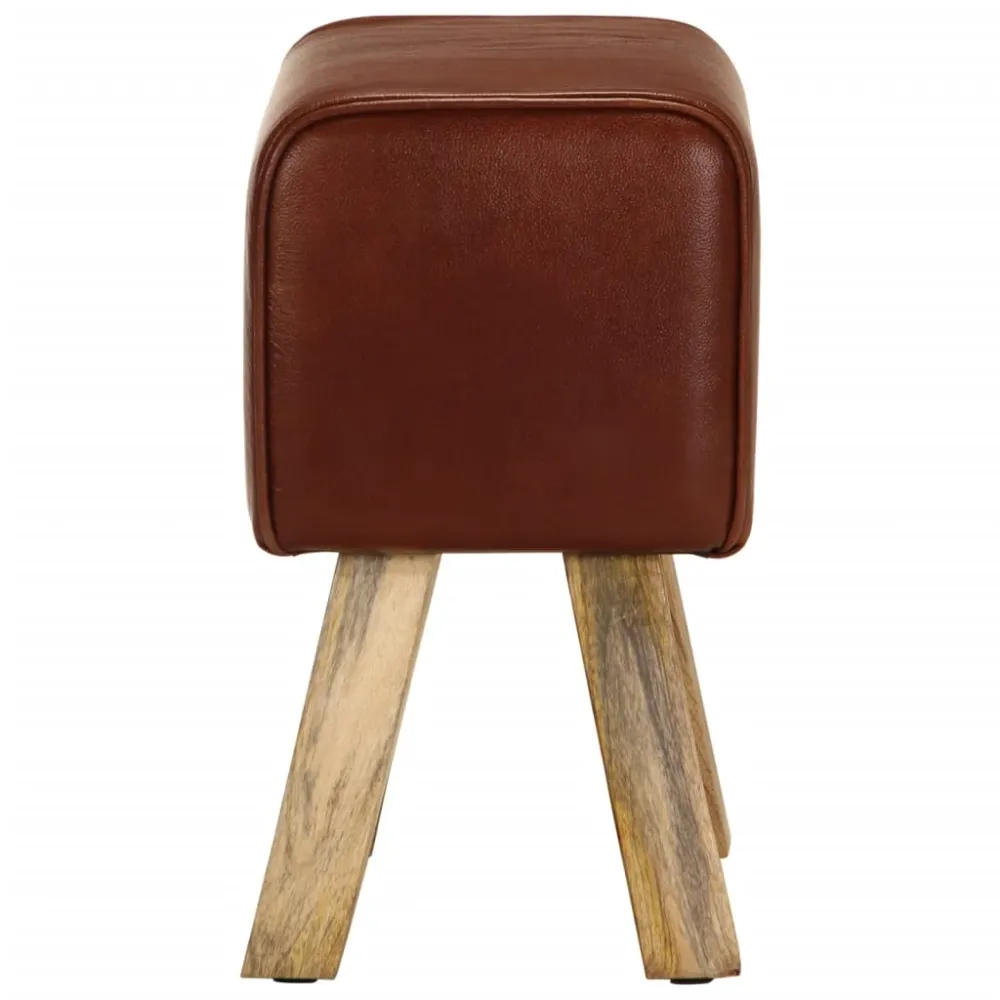 Certifié CE Banc saut de cheval tabouret 38 cm en cuir véritable marron et manguier brun DEC025011