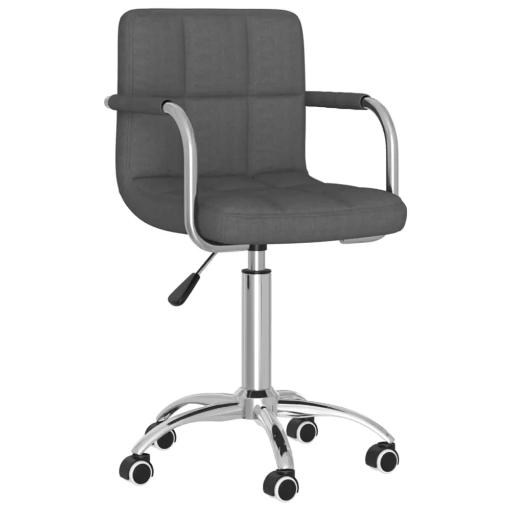 Certifié CE Tabouret de travail sur roulettes hauteur réglable en tissu gris et acier chromé DEC025089