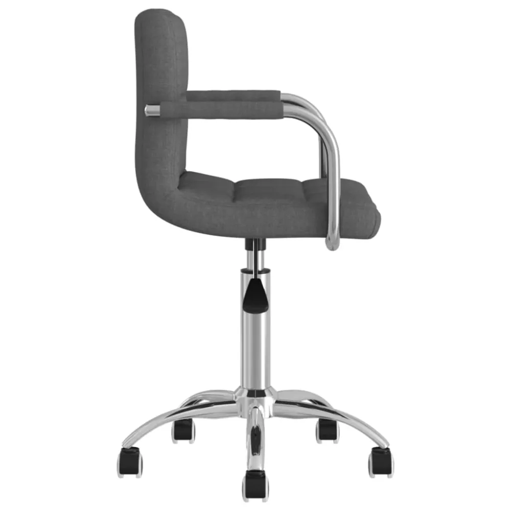 Certifié CE Tabouret de travail sur roulettes hauteur réglable en tissu gris et acier chromé DEC025089