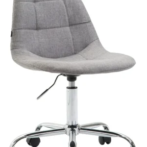 Chaise de bureau tabouret de travail sur roulettes dossier arrondie en tissu gris et métal chromé 10_0002638 (IP54 étanche)