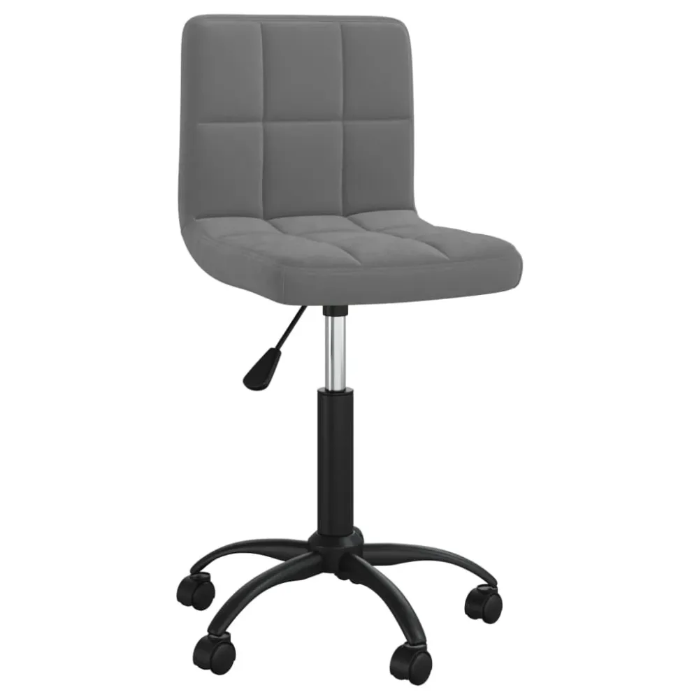 Chaise pivotante tabouret de bureau sur roulettes en velours gris ténébreux et acier noir DEC025145