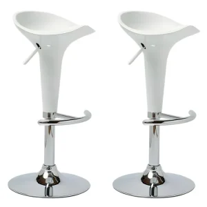 Cric hydraulique Lot de 2 tabourets de bar design blanc pivotant et hauteur réglable TDB10025