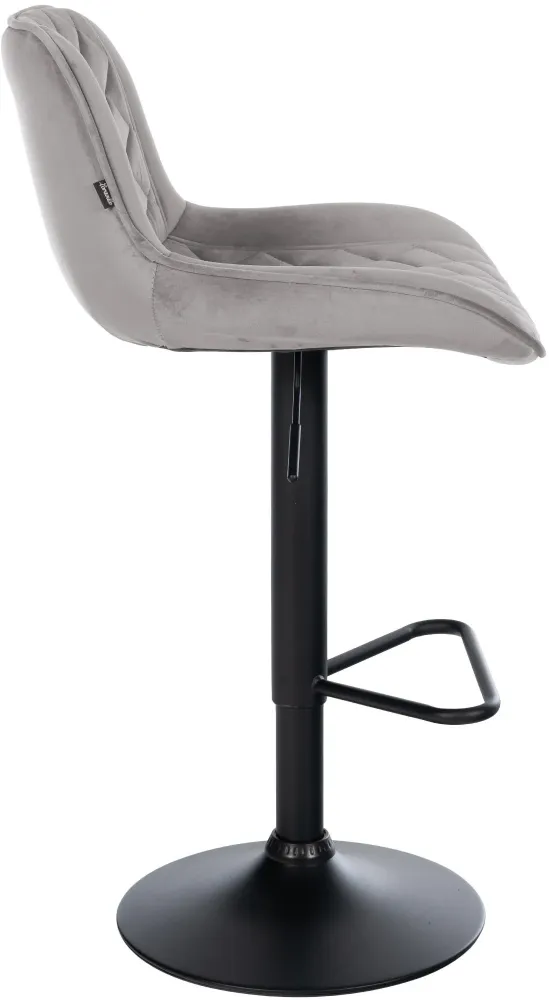 Cric hydraulique Lot de 2 tabourets de bar repose-pieds hauteur réglable en velours gris coutures losange cadre métal noir...