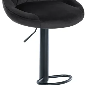 Cric hydraulique Tabouret de bar en velours gris sombre coutures décoratives pivotant support métal noir TDB10664