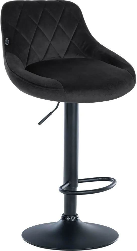 Cric hydraulique Tabouret de bar en velours gris sombre coutures décoratives pivotant support métal noir TDB10664