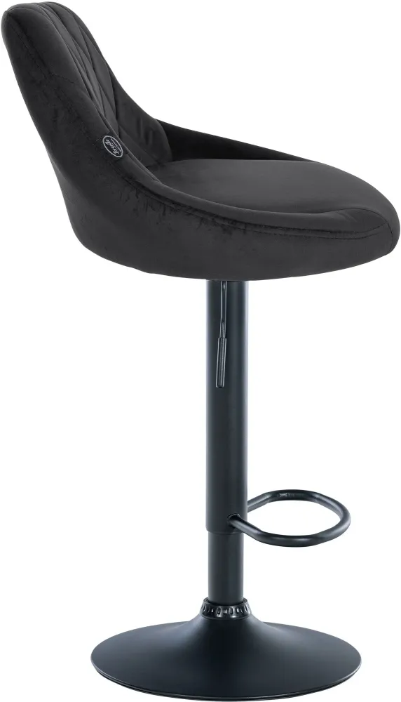 Cric hydraulique Tabouret de bar en velours gris sombre coutures décoratives pivotant support métal noir TDB10664