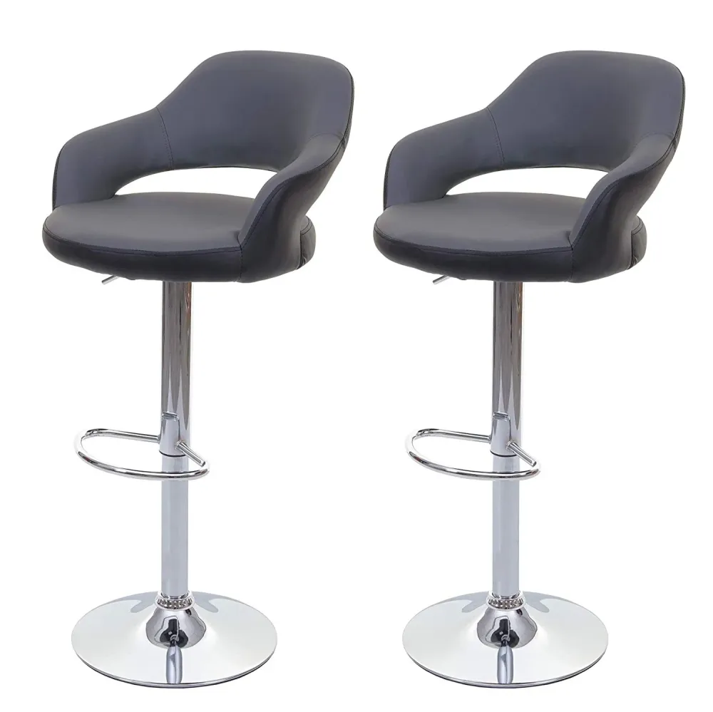 Lampe de travail Lot de 2 tabourets de bar avec dossier synthétique gris et noir rotatif et réglable TDB04042
