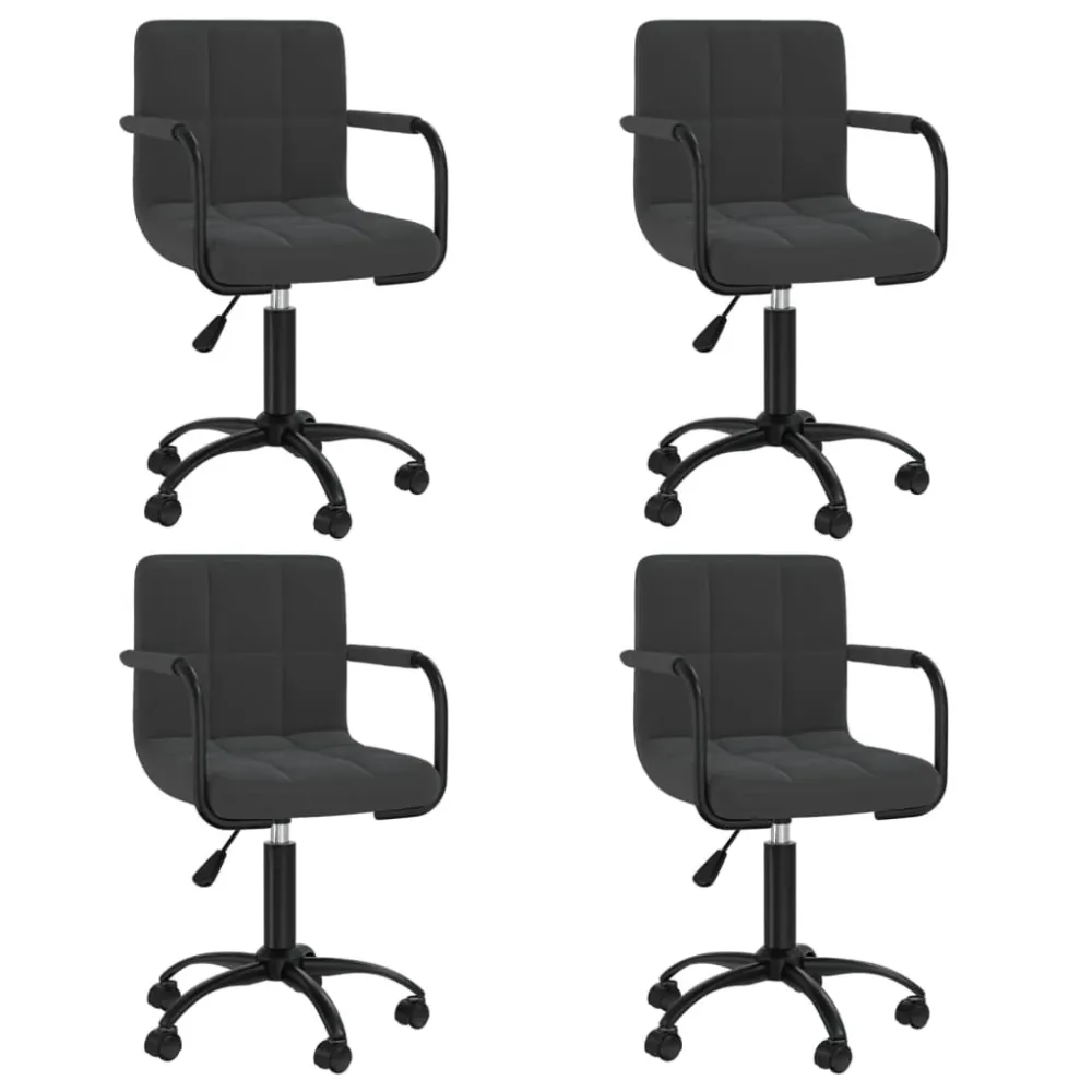 Lampe de travail Lot de 4 tabourets sur roulettes siège pivotant hauteur réglable en velours noir DEC025385