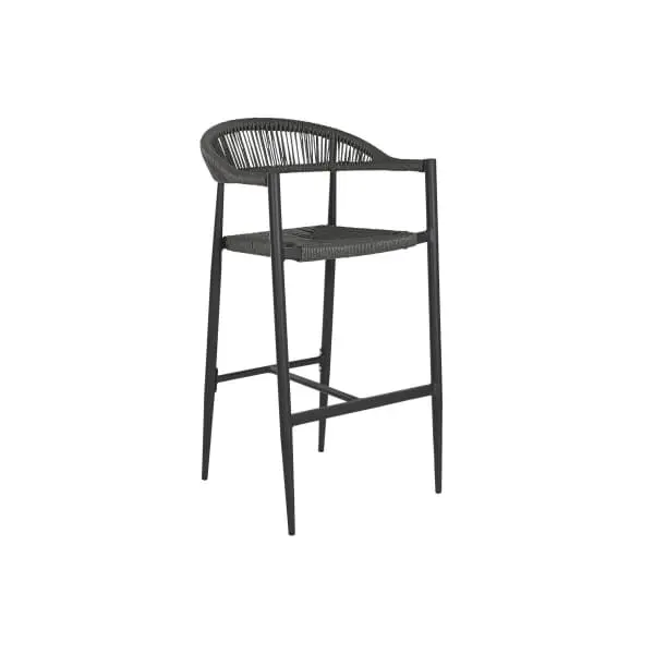 Lampe de travail Tabouret Rotin Tressé Gris et Métal Noir