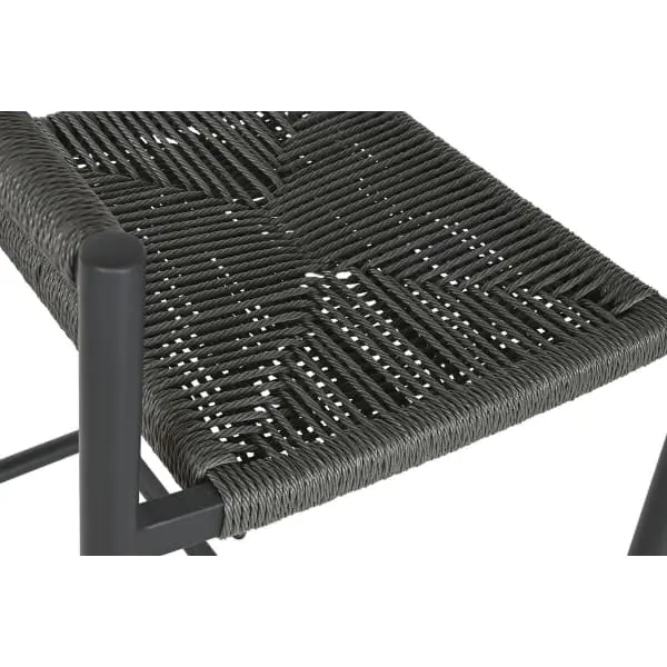 Lampe de travail Tabouret Rotin Tressé Gris et Métal Noir