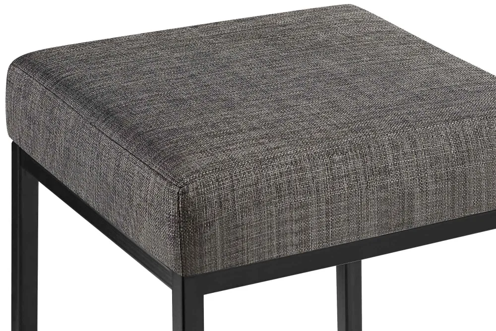 Lot de 2 tabourets de bar avec repose-pieds assises carrées hauteur 83 cm en tissu gris et métal noir 10_0006392 avec roul...