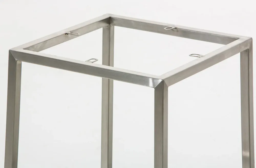 Lot de 2 tabourets de bar avec repose-pieds assises carrées hauteur 83 cm en tissu gris et acier inoxydable 10_0006130 pou...
