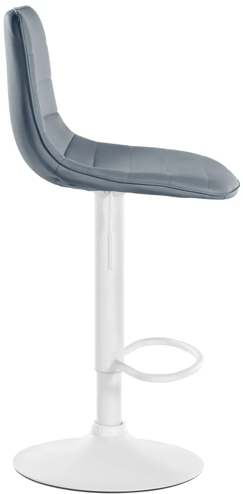 Lot de 2 tabourets de bar avec repose-pieds incurvé surpiqûres décoratives en VINYLE gris structure métallique blanc 10_00...