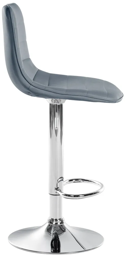 Lot de 2 tabourets de bar avec repose-pieds incurvé surpiqûres décoratives en VINYLE gris structure métallique chromé 10_0...