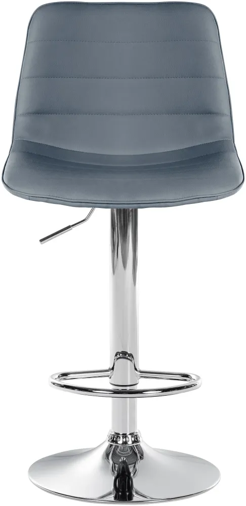 Lot de 2 tabourets de bar avec repose-pieds incurvé surpiqûres décoratives en VINYLE gris structure métallique chromé 10_0...