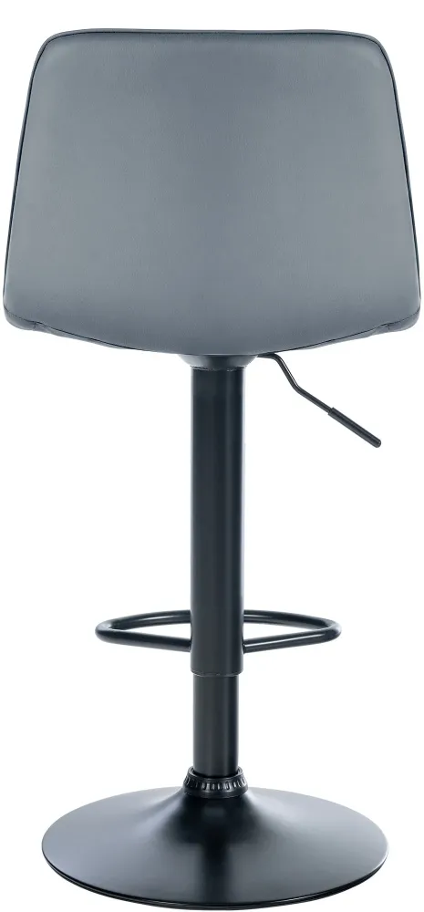 Lot de 2 tabourets de bar avec repose-pieds incurvé surpiqûres décoratives en VINYLE gris structure métallique noir 10_000...
