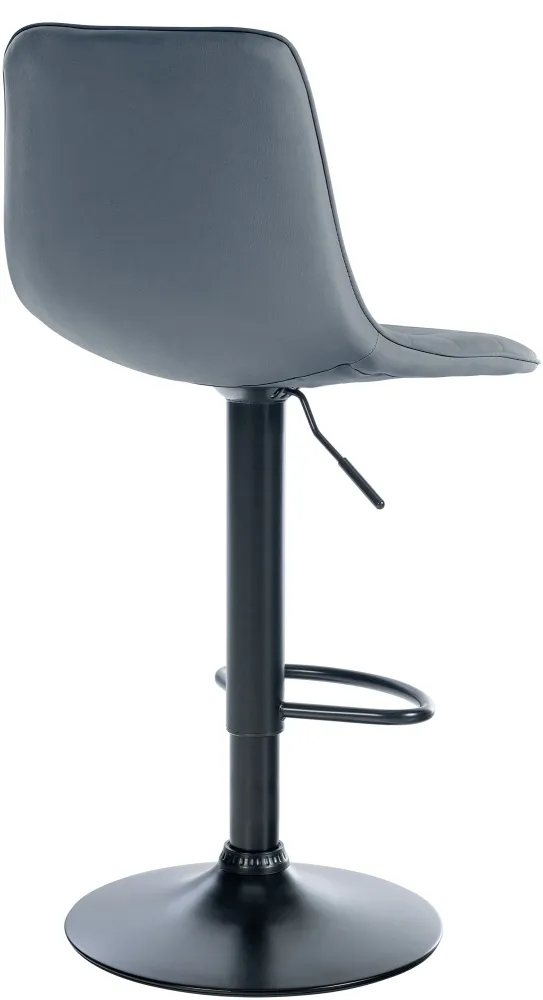 Lot de 2 tabourets de bar avec repose-pieds incurvé surpiqûres décoratives en VINYLE gris structure métallique noir 10_000...
