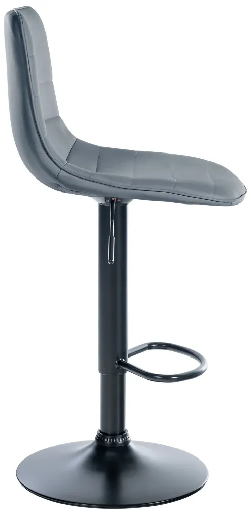 Lot de 2 tabourets de bar avec repose-pieds incurvé surpiqûres décoratives en VINYLE gris structure métallique noir 10_000...