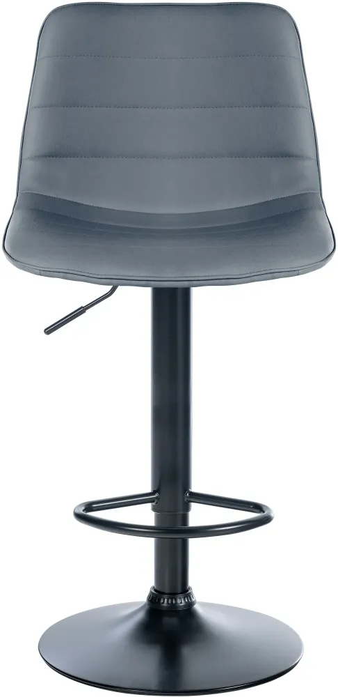 Lot de 2 tabourets de bar avec repose-pieds incurvé surpiqûres décoratives en VINYLE gris structure métallique noir 10_000...