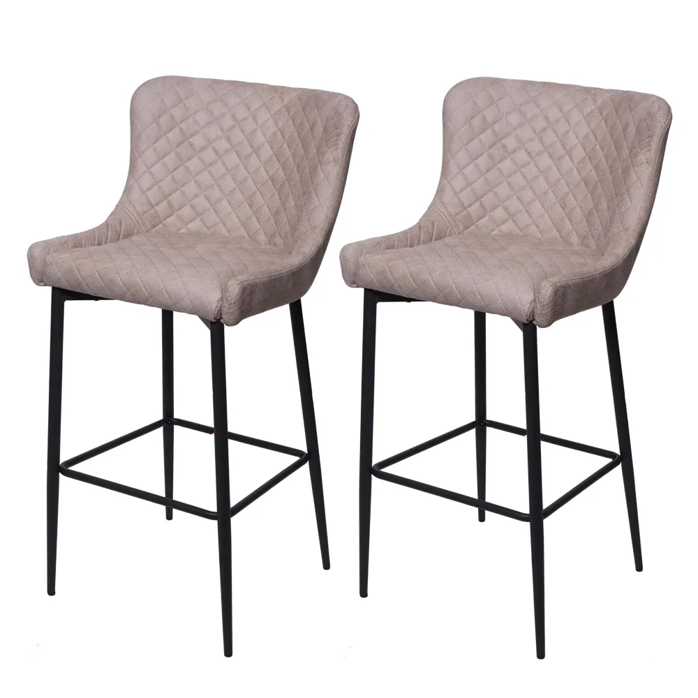 Lot de 2 tabourets de bar chaises de comptoir en tissu gris design chic et ancien 04_0000157 résistant aux hydrocarbures