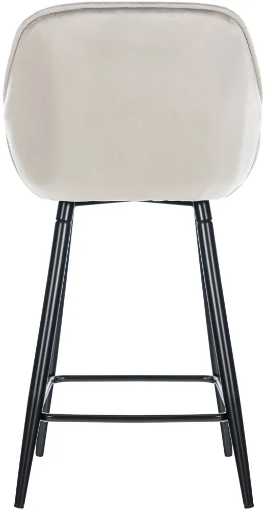Lot de 2 tabourets de bar récent en velours gris assise enveloppante capitonnée pieds métal noir 10_0006588
