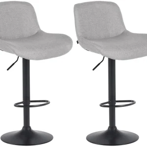 Lot de 2 tabourets de bar réglable en hauteur et rotatif repose-pieds en tissu gris manifeste cadre en métal noir 10_00063...