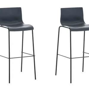 Lot de 2 tabourets de bar en tissu plastique gris cadre métallique noir à quatre pieds style chic et récent 10_0005568 ave...