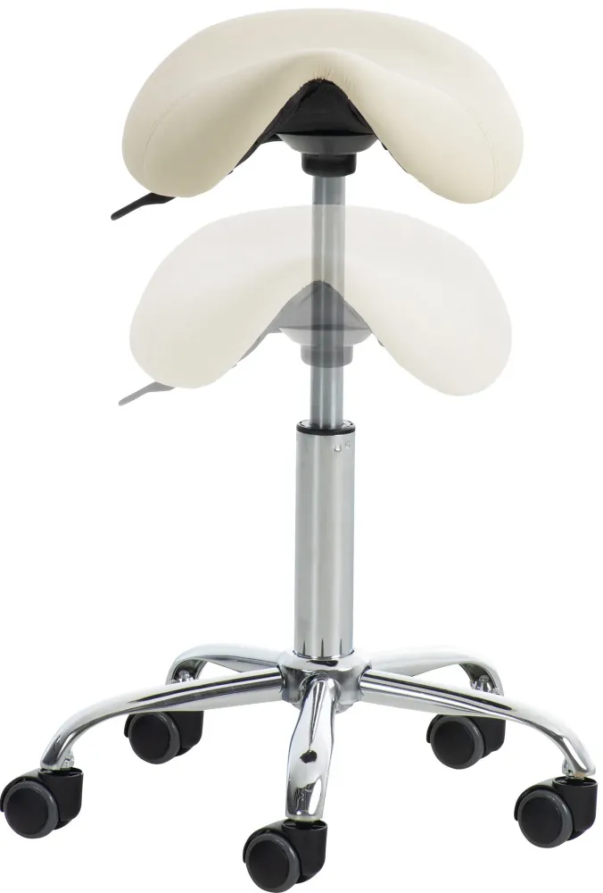 Lot de 2 tabourets de travail cabinets médicaux les salons de beauté en métal chromé assise en VINYLE crème 10_0007008