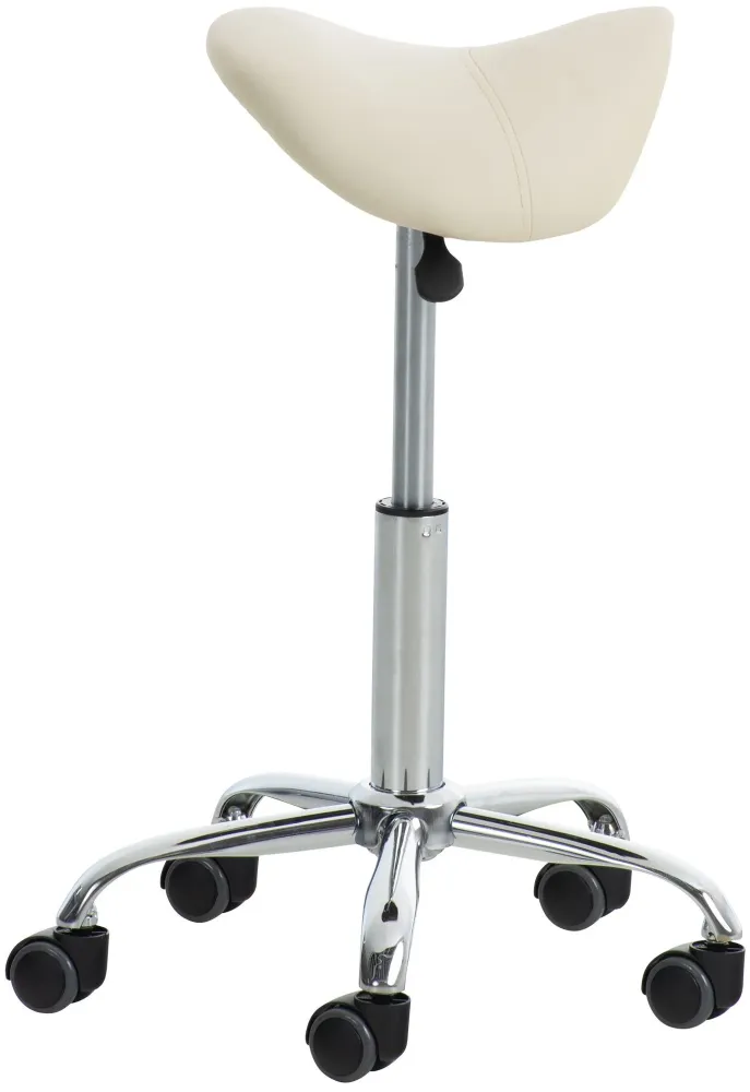 Lot de 2 tabourets de travail cabinets médicaux les salons de beauté en métal chromé assise en VINYLE crème 10_0007008