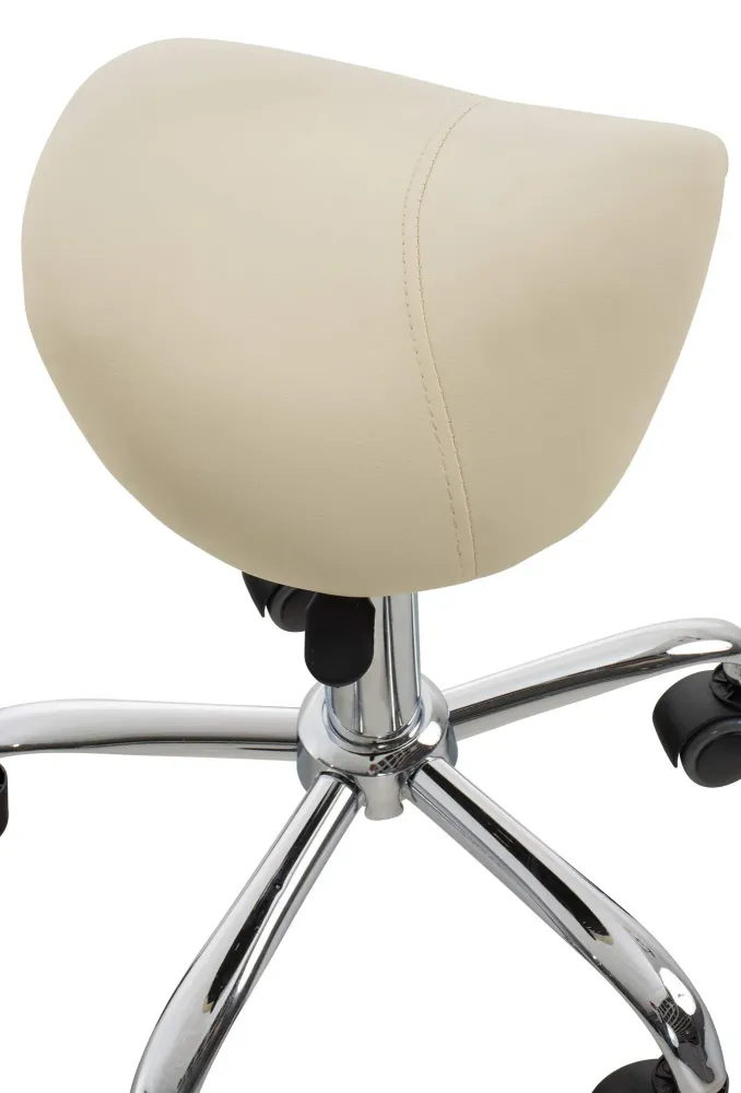 Lot de 2 tabourets de travail cabinets médicaux les salons de beauté en métal chromé assise en VINYLE crème 10_0007008