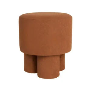 Marcos - Tabouret rond en tissu bouclette ø40cm - Couleur - Rouille pour atelier professionnel