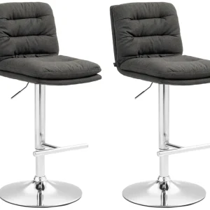 Nettoyant technique Lot de 2 tabourets de bar avec repose-pieds et dossier assise rembourré en tissu gris obscur et métal...