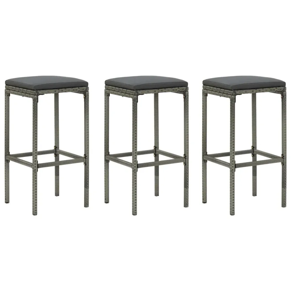 Nettoyant technique Lot de 3 tabourets de bar avec coussins anthracite et résine tressée gris et acier DEC029577